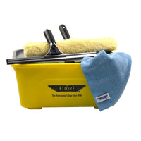 ETTORE Seau Jaune 10 Litres et kit microfibres, raclette mouilleur